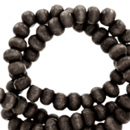 Houten kralen 6mm rond Anthracite black