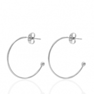 Oorbellen van Stainless steel Roestvrij staal (RVS) oorstekers creolen Zilver