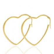 Oorbellen van Stainless steel Roestvrij staal (RVS) oorbellen heart Goud