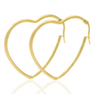 Oorbellen van Stainless steel Roestvrij staal (RVS) oorbellen heart Goud