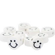 Polymeer kraal smiley White