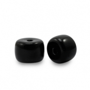 Glaskralen rondellen 6 mm Black
