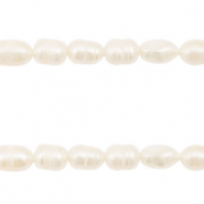 BQ Zoetwater parels rice 8x6mm Natural white