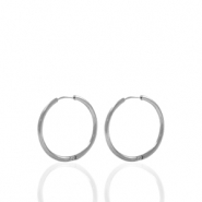 Oorbellen van Stainless steel Roestvrij staal (RVS) creolen 14mm Zilver