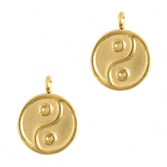 Bedels van Stainless steel Roestvrij staal (RVS) Yin & Yang Goud
