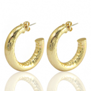 TQ metaal brass oorbellen/oorstekers creolen Gold