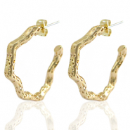 TQ metaal brass oorbellen/oorstekers creolen Gold