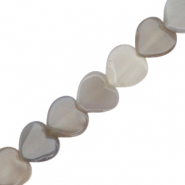 Kralen natuursteen heart Grey opal