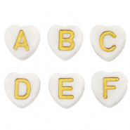 Acryl letterkralen heart White-gold