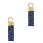 Hangers van natuursteen tube Sapphire blue-gold