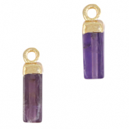 Hangers van natuursteen amethist tube Purple-gold