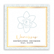 Kaartjes voor sieraden Birth flower December-Narcissus Greenish grey