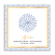 Kaartjes voor sieraden Birth flower September-Aster Soft blue