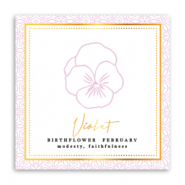 Kaartjes voor sieraden Birth flower February-Violet Lilac pink