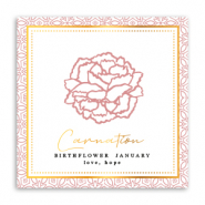 Kaartjes voor sieraden Birth flower January-Carnation Red
