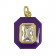 TQ metaal brass bedels rectangle zirconia Dark purple-gold