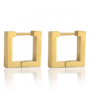 Oorbellen van Stainless steel Roestvrij staal (RVS) square Goud