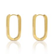 Oorbellen van Stainless steel Roestvrij staal (RVS) oval Goud
