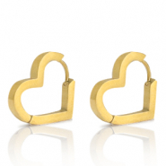 Oorbellen van Stainless steel Roestvrij staal (RVS) heart Goud