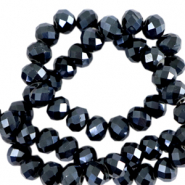 Facet kralen top quality disc 8x6 mm Black-pearl shine coating