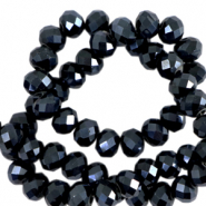 Facet kralen top quality disc 6x4 mm Black-pearl shine coating