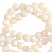 Facet kralen top quality disc 6x4 mm Pristine beige-pearl shine coating