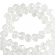 Facet kralen top quality disc 6x4 mm Crystal-pearl shine coating