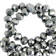 Facet kralen top quality disc 4x3 mm Silver-pearl shine coating