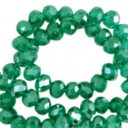 Facet kralen top quality disc 4x3mm Lake green-pearl shine coating