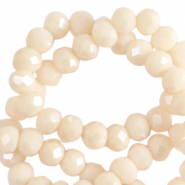Facet kralen top quality disc 4x3mm Pristine beige-pearl shine coating