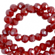 Facet kralen top quality disc 4x3mm Dark crimson red-pearl shine coating
