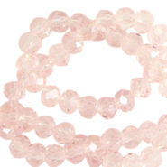 Facet kralen top quality disc 4x3mm Primrose pink-pearl shine coating