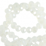 Facet kralen top quality disc 4x3mm Transparant crystal-pearl shine coating