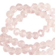 Facet kralen top quality disc 3x2 mm Primrose pink-pearl shine coating