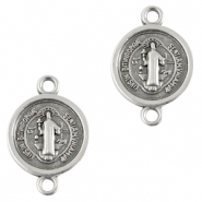 Metaal bedels DQ tussenstuk religion 14mm Antiek zilver (nikkelvrij)