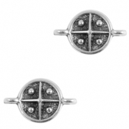 Metaal bedels DQ tussenstuk cross 10mm Antiek zilver (nikkelvrij)