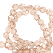 Facet kralen top quality rond 4mm Latte beige-pearl shine coating
