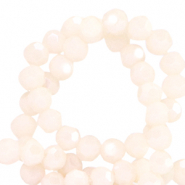 Facet kralen top quality rond 4mm Pristine beige-pearl shine coating