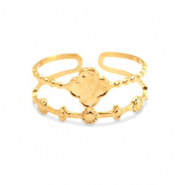 Ringen van Stainless steel Roestvrij staal (RVS) Flower Goud