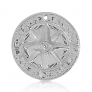 Metaal bedels DQ ster 25mm Antiek zilver (nikkelvrij)