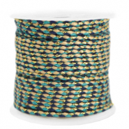 Trendy koord gevlochten 2mm Gold-dark blue