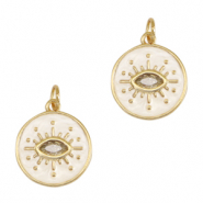 TQ metaal brass bedels eye of providence enamel Gold-white
