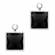 Hanger van crystal glas square Jet black-silver