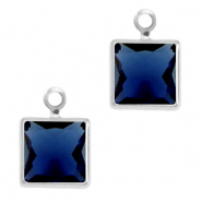 Hanger van crystal glas square Royal blue-silver