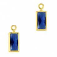 Hanger van crystal glas rectangle Royal blue-gold