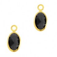 Hanger van crystal glas oval Jet black-gold