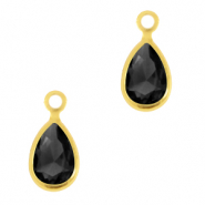 Hanger van crystal glas drop Jet black-gold