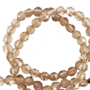 Kralen natuursteen facet geslepen 3mm Light topaz-pearl shine coating
