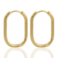 Oorbellen van Stainless steel Roestvrij staal (RVS) creolen oval Gold