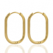 Oorbellen van Stainless steel Roestvrij staal (RVS) creolen oval Gold